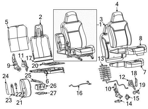 2008 GMC Canyon Front Seat Components Support Diagram for 89041509