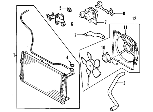 2004 Kia Amanti Cooling System, Radiator, Water Pump, Cooling Fan Motor Assembly-Cooling Diagram for 253863F180