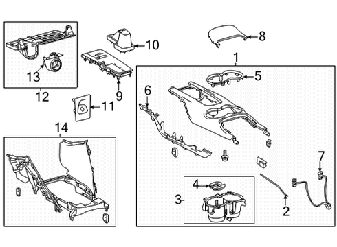 2022 Toyota Venza Center Console Cup Holder Holder Diagram for 58856-48030
