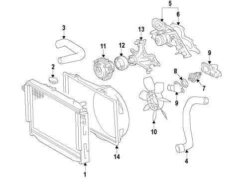 2018 Toyota Tundra Cooling System, Radiator, Water Pump, Cooling Fan Radiator Assembly Diagram for 16400-0S030