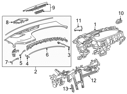 2019 Buick LaCrosse Cluster & Switches, Instrument Panel Defroster Grille Diagram for 26210414