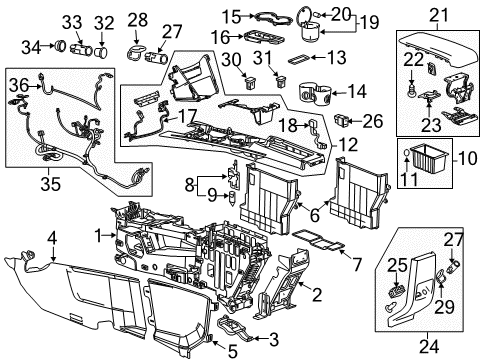 2015 GMC Terrain Center Console Ashtray Housing Box Diagram for 13502523