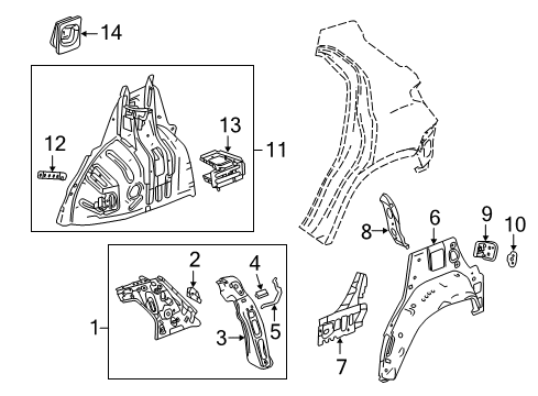 2019 Buick Encore Inner Structure - Quarter Panel Lower Extension Diagram for 25984653