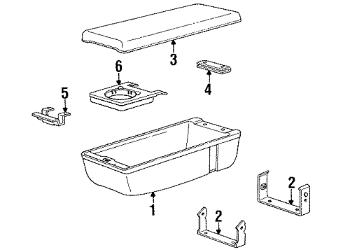 1990 Buick Regal Center Console Latch Asm-Front Seat Storage Armrest *Garnet Red*Red Diagram for 12395748