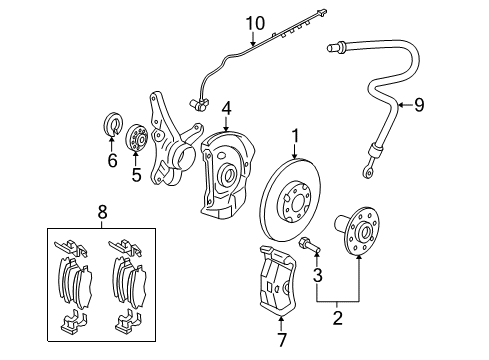 2009 Hyundai Elantra Anti-Lock Brakes Front Disc Brake Pad Kit Diagram for 58101-2LA00