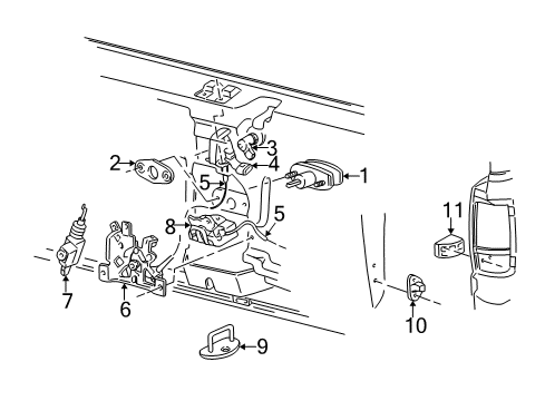 1998 Ford Expedition Lift Gate Support Cylinder Diagram for F75Z-78406A11-AB