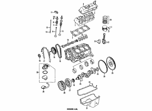 1985 Jeep Cherokee Engine Parts, Mounts, Cylinder Head & Valves, Camshaft & Timing, Oil Pan, Oil Pump, Crankshaft & Bearings, Pistons, Rings & Bearings Front Support Diagram for 52000141