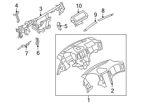 2009 Infiniti EX35 Cluster & Switches, Instrument Panel Pad - Instrument Diagram for 68210-1BA1D