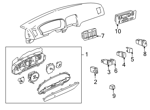 2004 Kia Optima A/C & Heater Control Units Cluster Assembly-Instrument Diagram for 940013C550