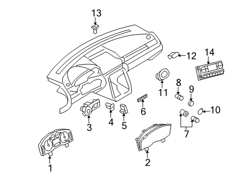 2006 Ford Five Hundred Instruments & Gauges Cluster Assembly Diagram for 6G1Z-10849-EA