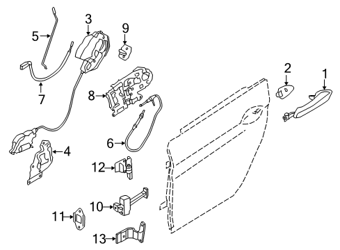 2015 BMW 640i xDrive Gran Coupe Rear Door Right Operating Rod Diagram for 51227275406