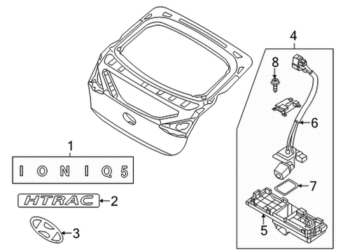 2022 Hyundai Ioniq 5 Exterior Trim - Lift Gate UNIT-REAR VIEW CAMERA Diagram for 99241-GI100