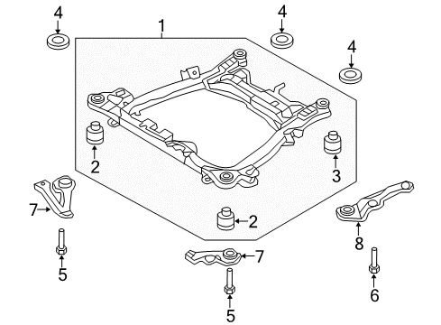 2014 Kia Sedona Suspension Mounting - Front Bolt-Washer Assembly Diagram for 624894D000