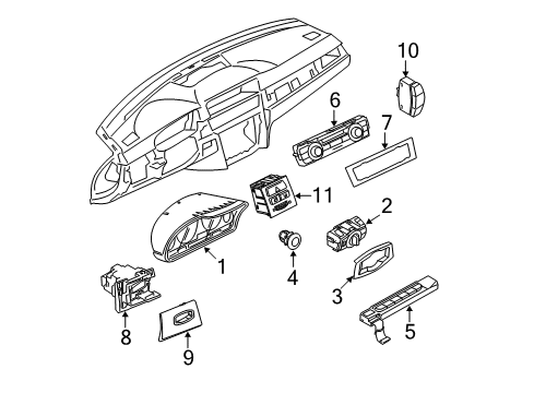 2008 BMW M3 Ignition Lock Instrument Cluster Speedometer Diagram for 62107847281