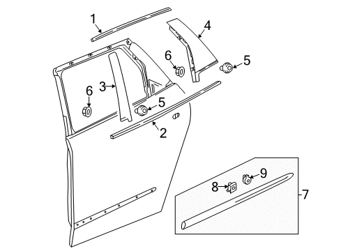 2018 Buick Enclave Exterior Trim - Rear Door Belt Molding Diagram for 85143433