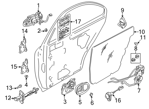 2002 Kia Spectra Rear Door - Lock & Hardware Outer Handle Assembly, Right Diagram for 0K2A172410XX