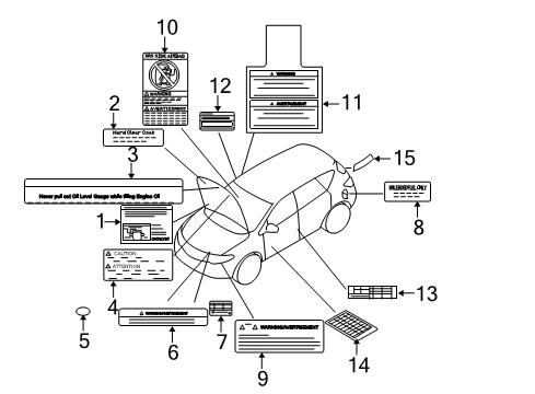 2009 Nissan Murano Information Labels Label-Oil Caution Diagram for 99053-CA000