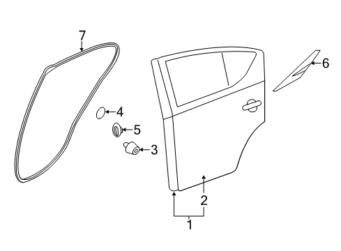 2019 Nissan Versa Rear Door Weatherstrip-Rear Door, LH Diagram for 82831-9KE1A