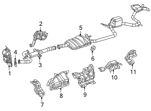 2021 Chrysler Pacifica Exhaust Manifold Exhaust Manifold And Catalytic Converter Diagram for 68235532AD
