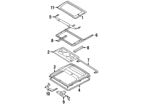 1992 Nissan Stanza Sunroof Knob-Finisher, Sunroof Diagram for 73688-50A10