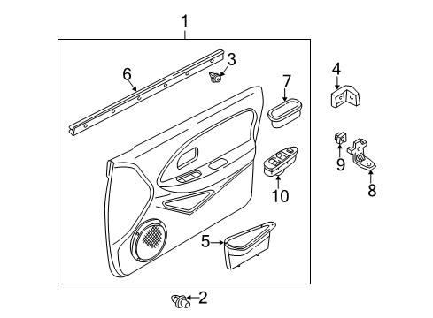 2001 Kia Spectra Front Door Rear Power Window Switch Assembly Diagram for 0K2A266380F