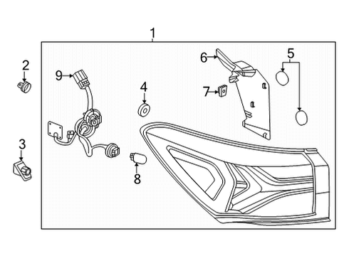 2021 Chevrolet Trailblazer Bulbs Lamp Bracket Diagram for 42713180