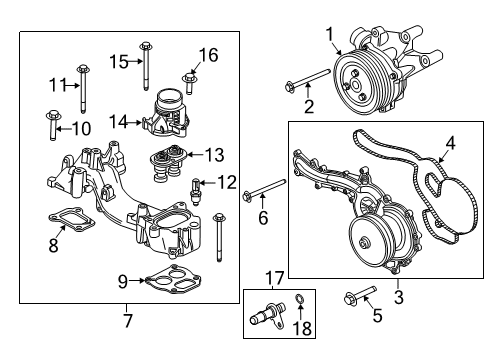 2018 Ford F-350 Super Duty Powertrain Control Water Pump Assembly Diagram for HC3Z-8501-A