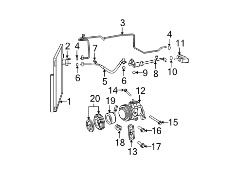 2011 Ram 1500 A/C Condenser, Compressor & Lines O Ring-A/C Line Diagram for 68035281AA