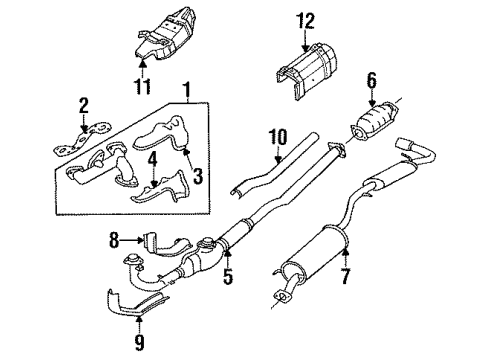 1993 Nissan Quest Exhaust Components Exhaust, Main Muffler Assembly Diagram for 20100-0B011