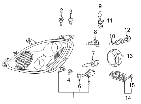 2005 Lexus SC430 Headlamps Headlamp Unit Assembly, Left Diagram for 81170-24130