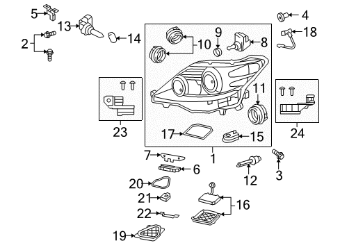 2010 Lexus LS460 Bulbs Headlamp Unit With Gas, Right Diagram for 81145-50500