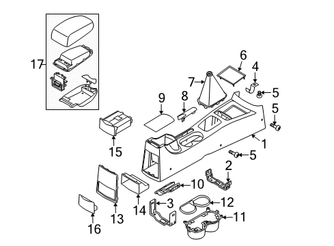 2006 Kia Spectra5 Center Console Cover-Console End Diagram for 846212F200R5