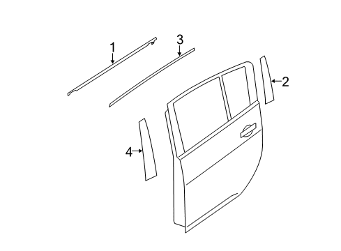 2011 Nissan Leaf Exterior Trim - Rear Door MOULDING - Rear Door Outside, RH Diagram for 82820-3NA0A