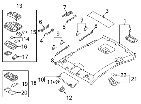 2015 Hyundai Sonata Interior Trim - Roof Overhead Console Lamp Assembly Diagram for 92800-C1000-PPB