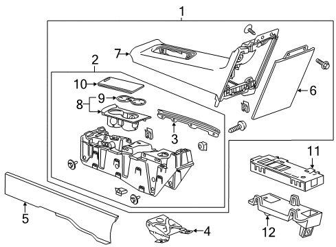 2016 Cadillac ELR Rear Console Rear Console Diagram for 23393176