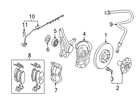 2006 Hyundai Elantra Anti-Lock Brakes Hose-Brake Front, RH Diagram for 58732-2D000