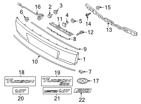 2017 Hyundai Tucson Exterior Trim - Lift Gate MOULDING-Upper GARNISH Diagram for 87372-D3010