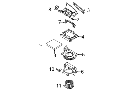 2021 Hyundai Venue A/C & Heater Control Units Blower Unit Diagram for 97100-K2010