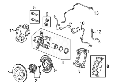 2021 Cadillac CT4 Anti-Lock Brakes Caliper Support Diagram for 84745068
