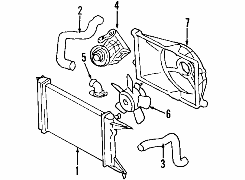 1997 Cadillac Catera Cooling System, Radiator, Water Pump, Cooling Fan Resistor, Engine Coolant Fan Diagram for 90510211