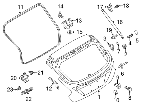 2016 Ford Focus Lift Gate Weatherstrip Grommet Diagram for F1EZ-58425B42-A