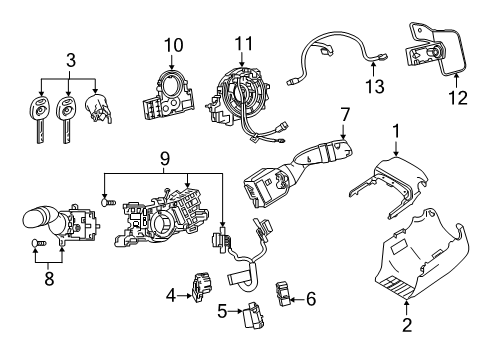 2021 Toyota RAV4 Shroud, Switches & Levers Housing, Switch Diagram for 84319-11010