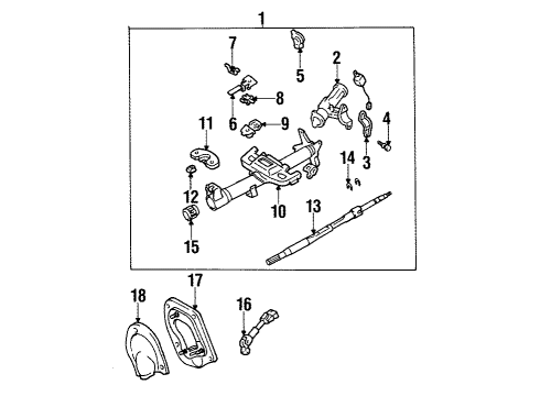 1998 Toyota Tercel Steering Column & Wheel, Steering Gear & Linkage Column Assembly Diagram for 45250-16560