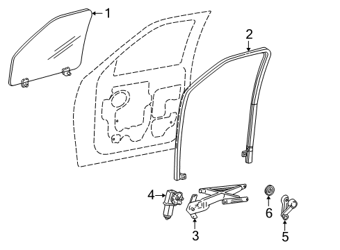 2003 Ford F-150 Front Door - Glass & Hardware Door Glass Diagram for 1L1Z-7821410-AA