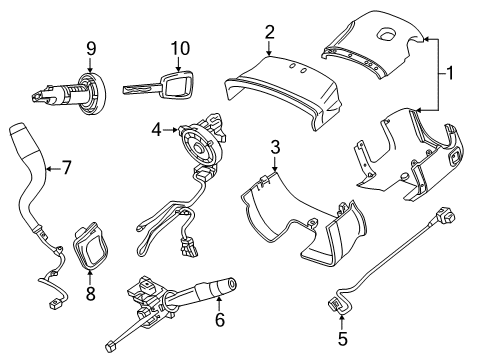 2019 Chevrolet Tahoe Shroud, Switches & Levers KEY ASM-DR LK & IGN LK Diagram for 13523882