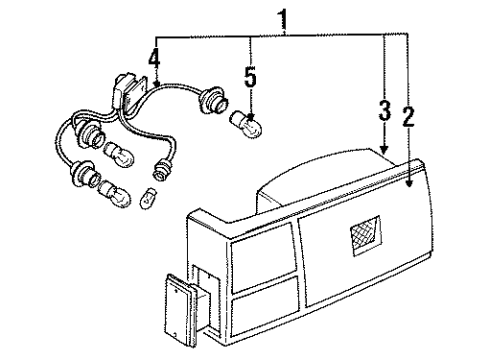 1986 Nissan Pulsar NX Tail Lamps Lamp Rear Combination LH Diagram for 26555-37M00