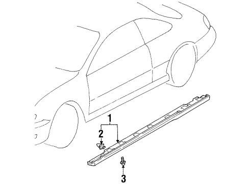 1999 Acura CL Exterior Trim - Pillars, Rocker & Floor Garnish Assembly, Driver Side Sill (Cardiff Blue-Green Pearl) Diagram for 71850-SY8-A10ZA