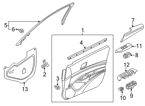 2016 Acura ILX Front Door Armrest, Left Front Door Lining (Premium Black) Diagram for 83552-TV9-A21ZC