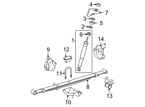 2007 Toyota Tacoma Rear Suspension Components, Stabilizer Bar Upper Bracket Diagram for 48506-04020