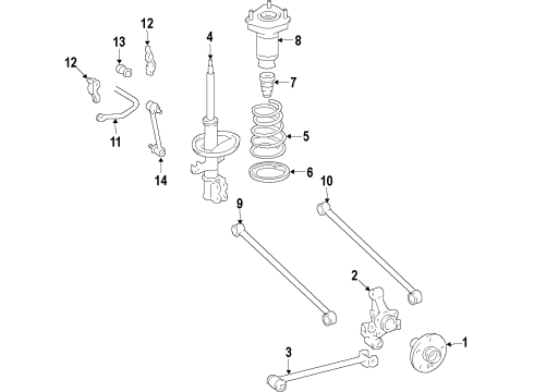 2018 Lexus ES300h Rear Suspension Components, Lower Control Arm, Stabilizer Bar Rear Axle Hub & Bearing Assembly, Left Diagram for 42460-33030